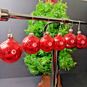 6 Poland Christmas Bauble Ornaments Glass Various Colors Vintage Red 2 Sizes